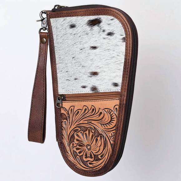 NEW AMERICAN DARLING gun case hair on hand tooled genuine leather western case i